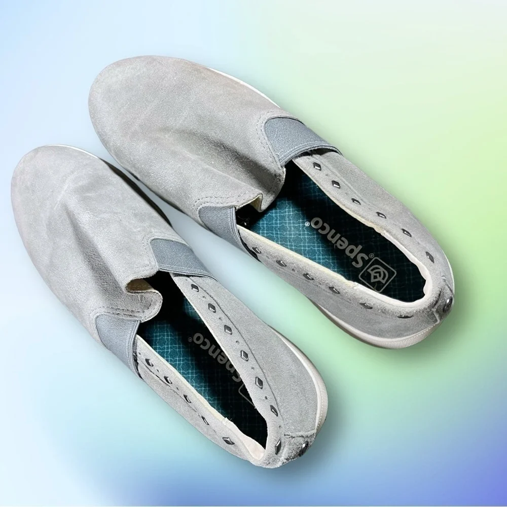 Spenco Women's Santa Barbara Rivet Sneaker Wid Dove Silver Gray Size 10D